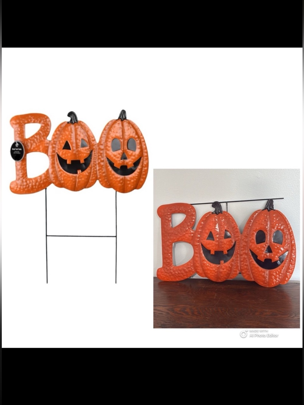 NWT- 26” Orange Metaly BOO 🎃 Halloween Yard or Lawn Stake